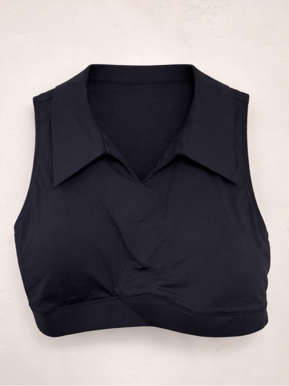 HALARA Collared Crop Top Black Padded Stretchy Active Top - Golf Tennis MSRP $45